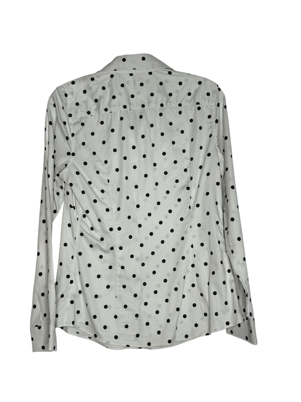 Banana Republic Non-Iron Fitted Polka Dot Button-Up Shirt Size 8 White & Black - Picture 3 of 6